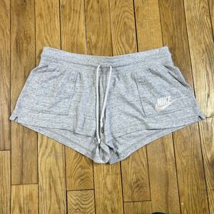 Nike Women's Grey Heathered Lounge Shorts Drawstring Pockets Size L